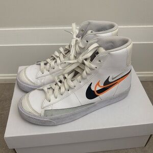 Nike White and Orange High-Top Sneakers